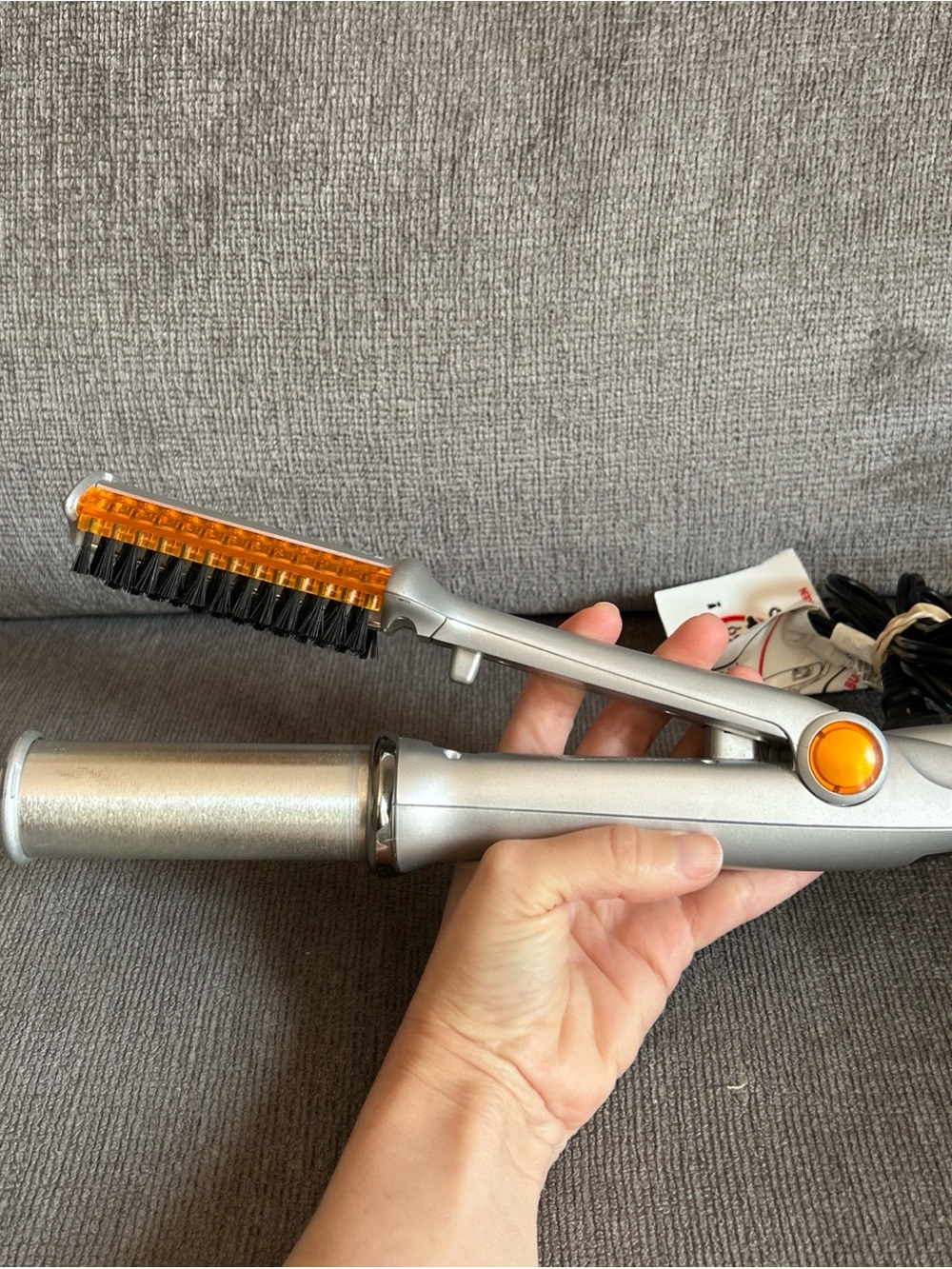 InStyler Original Rotating Hot Iron Brush 1.25" Barrel Silver Orange IS1001 - Picture 2 of 10
